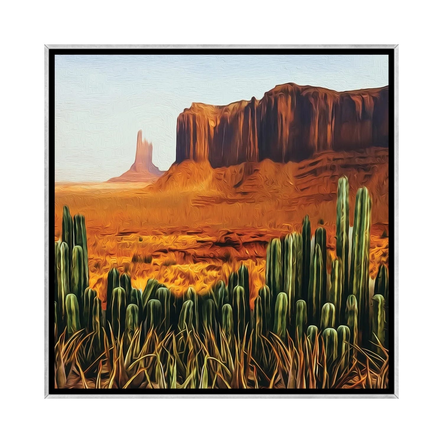 iCanvas "Cacti In The Texas Desert" by Ievgeniia Bidiuk Framed