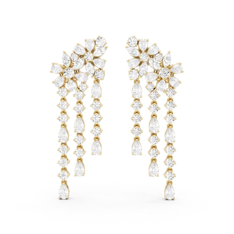 Auriya 14k Gold 4 3/4ctw Lab Grown Diamond Dangle Earrings (E-F VS) - Yellow