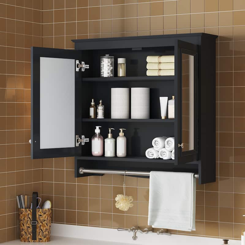 3-in-1 Bathroom Mirror Cabinet, 30"Wall Mounted Medicine Cabinet with Adjustable Shelves & Soft Close Doors