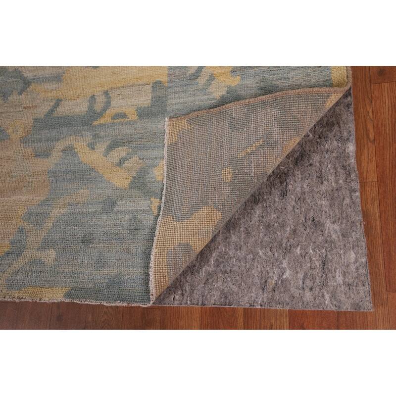 Vegetable Dye Floral Oushak Turkish Rug Hand-Knotted Wool Carpet - 9'6" x 11'11"