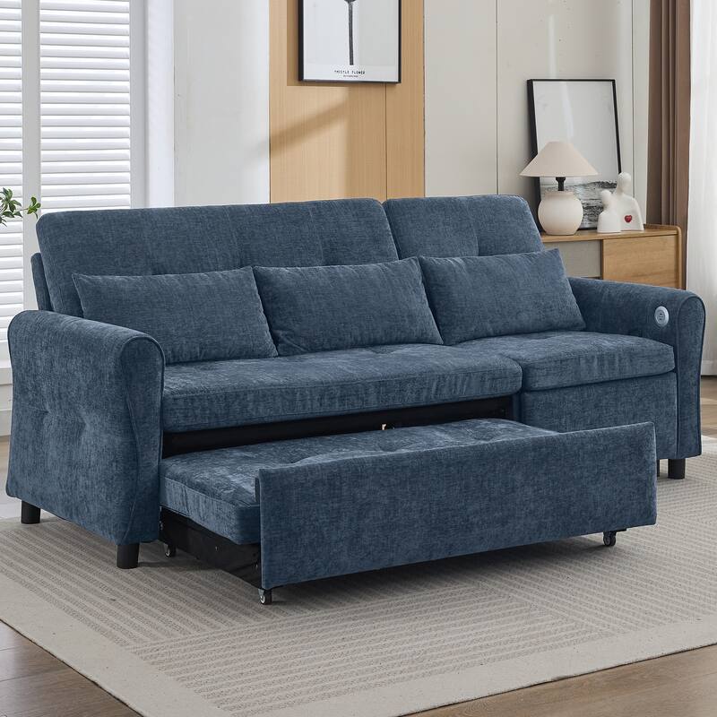 2-in-1 Sofa 82" Three-seater Sofa with a Sofa Bed and a Reversible Recliner Sofa for Living Room