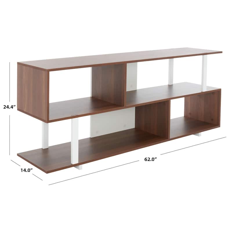 SAFAVIEH Tasia Large Media Stand - 62" W x 14" D x 24" H - 62Wx14Dx24H - Walnut/White