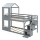preview thumbnail 4 of 5, Kids Beds Twin Bunk with Storage Stairs & Roof