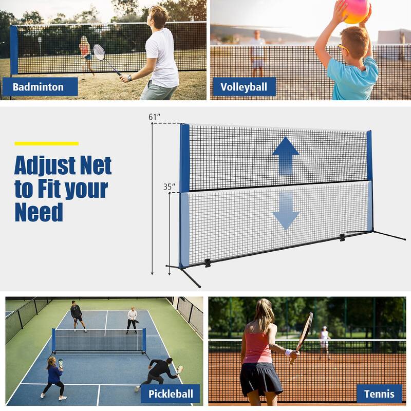 Gymax 10FT Adjustable Badminton Net Set W/2 Shuttlecocks Portable