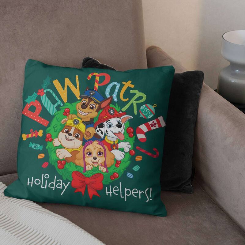 Nickelodeon Paw Patrol Holiday Helpers 18 Inch Throw Pillow