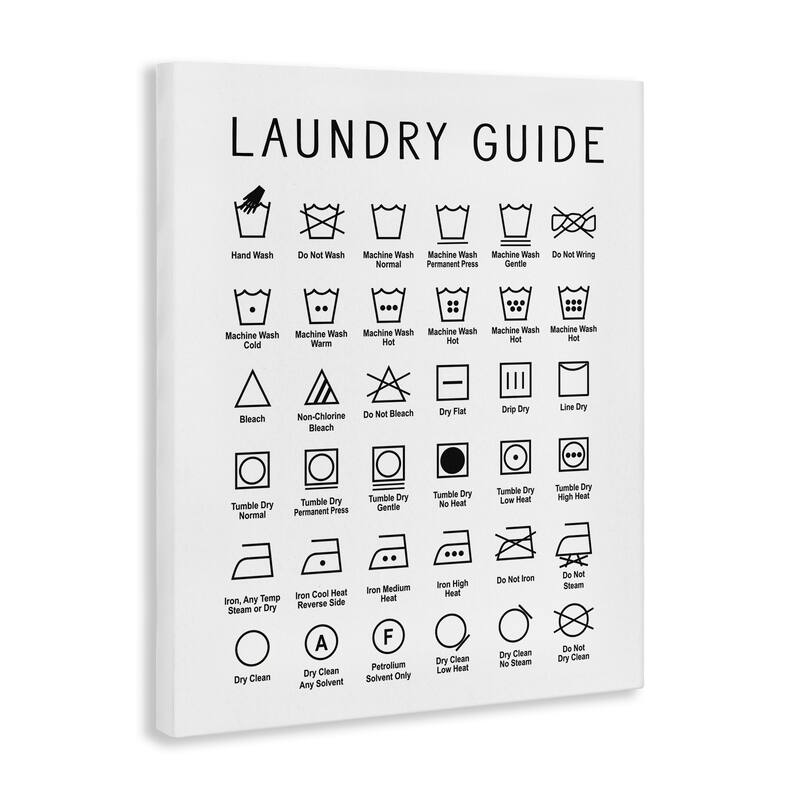 Stupell Minimal Laundry Guide Cleaning Chart Helpful Symbols Canvas Wall Art - White