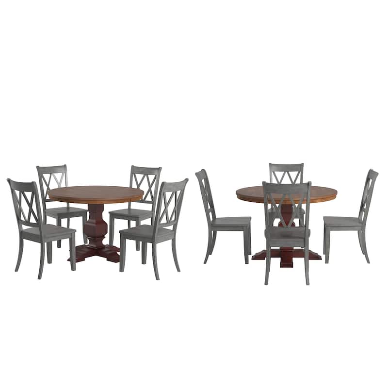 Ronda 45" Round Solid Wood Top Dining Set with X-Back Chairs
