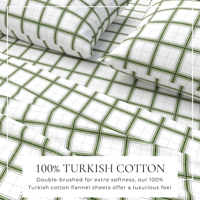 Linery & Co. Ultra-Soft Turkish Cotton Plaid Flannel Sheet Set