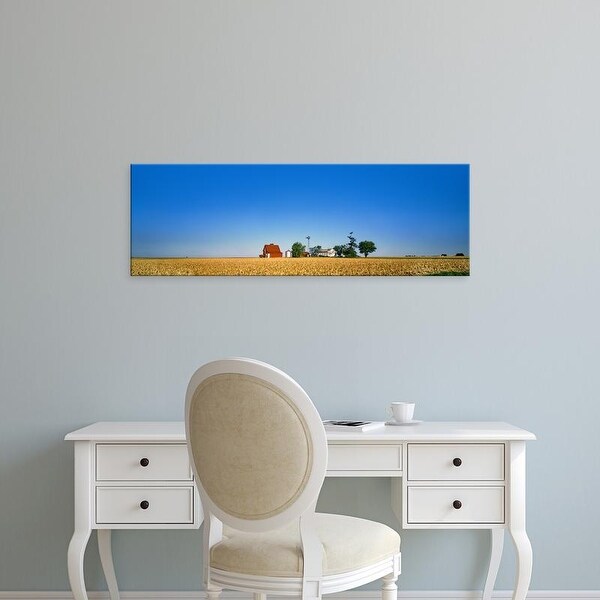 Easy Art Prints Panoramic Images's 'Farm against clear sky, Illinois, USA' Premium Canvas Art