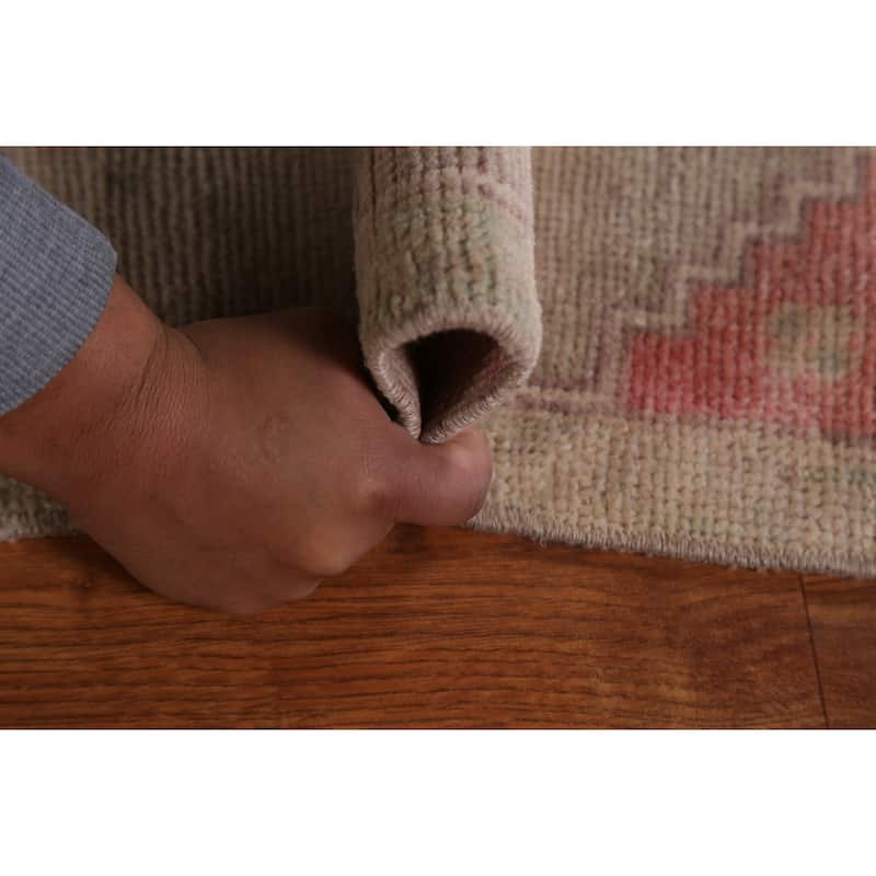 Vegetable Dye Oushak Turkish Oriental Wool Rug Handmade Foyer Carpet - 1'8" x 2'10"
