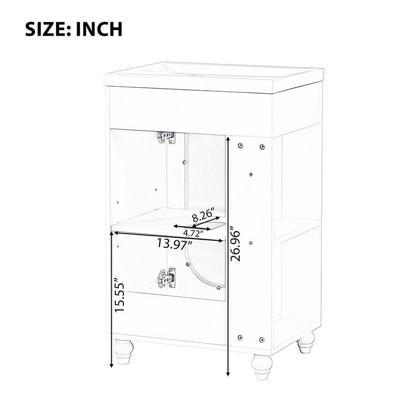 20" Bathroom Vanity with Sink, Bathroom Vanity Cabinet with 2-tier Shelf, Adjustable Shelf