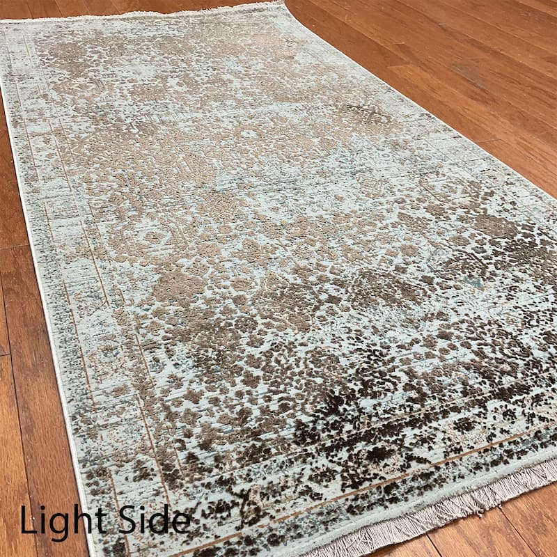 HERAT ORIENTAL Turkish Modern Erased Design Wool & Silk Rug - 2'7" x 4'11"