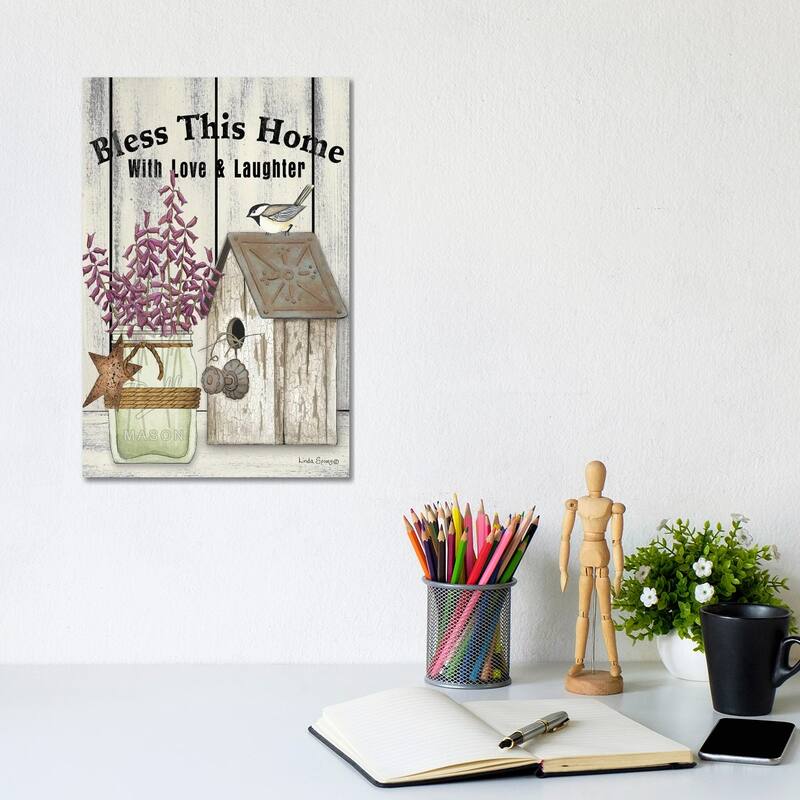 iCanvas "Bless This Home" by Linda Spivey Canvas Print - 12x8x0.75