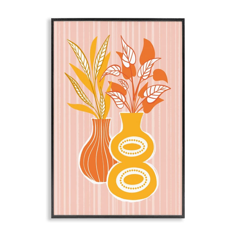 Stupell Orange & Yellow Vases Framed Giclee Art Design By Martina Pavlova
