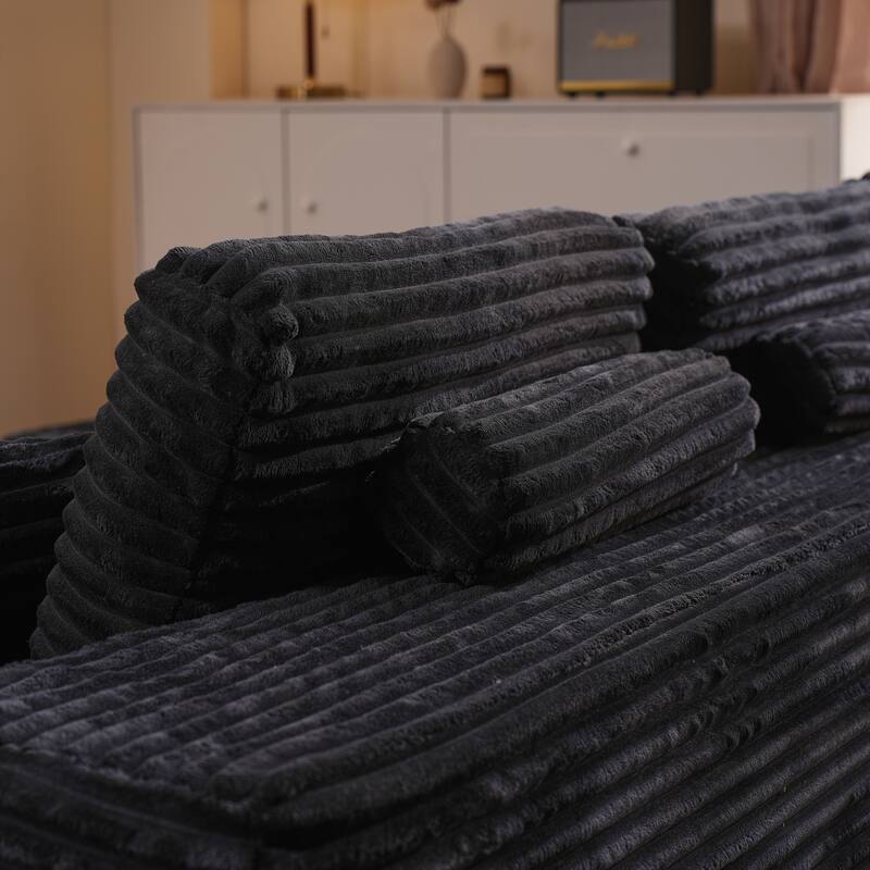 XIZZI Modern Plush Sectional Chaise Couch with Bean Bag Chair
