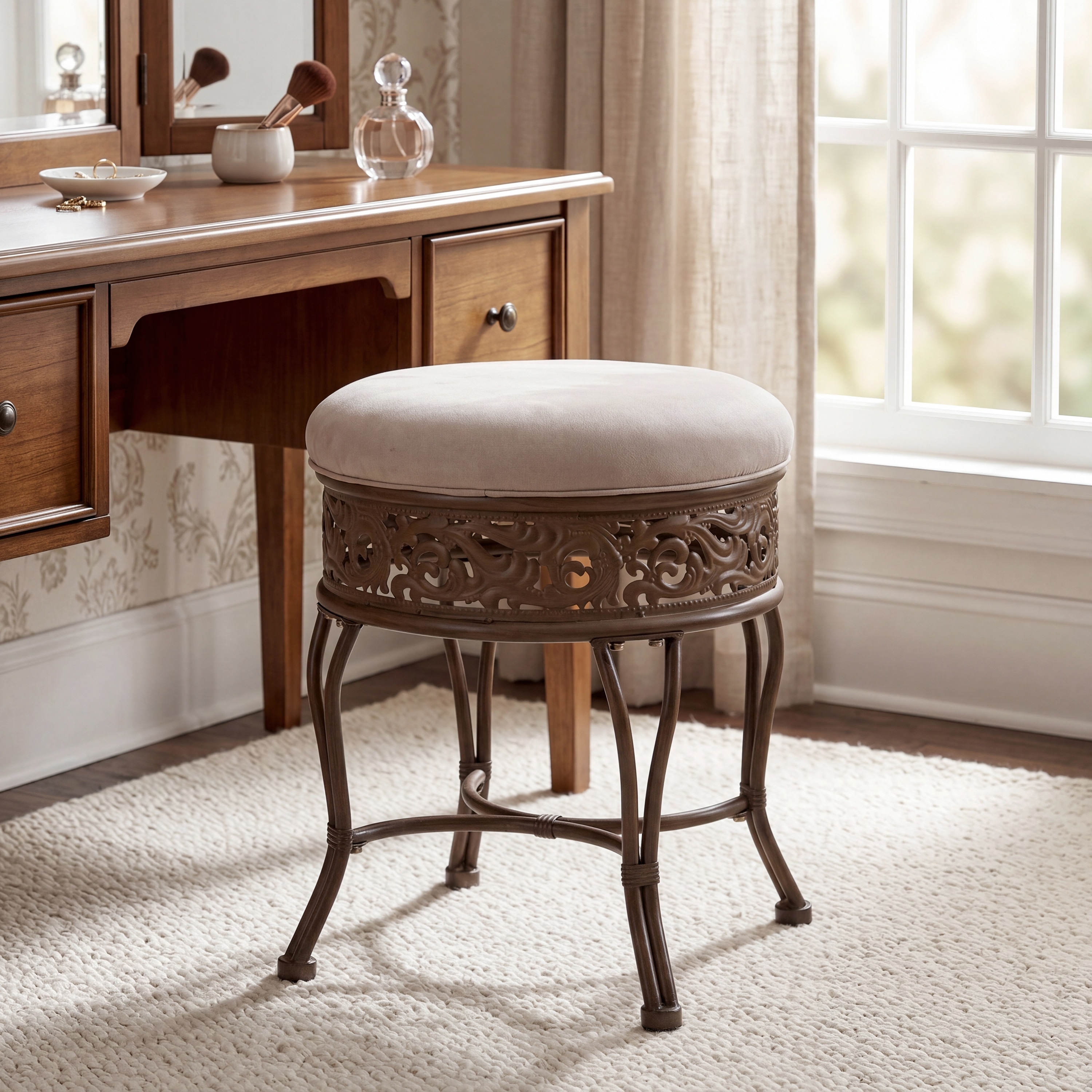 Azalea Park Backless Upholstered Vanity Stool