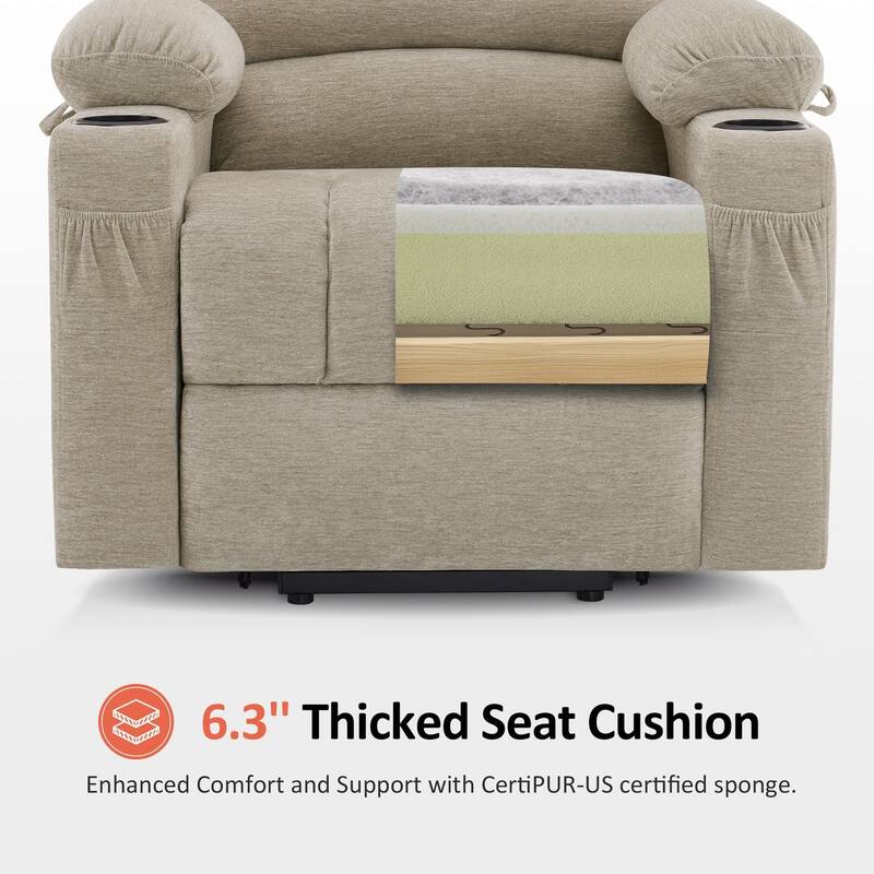 MCombo Power Lift Recliner Chair, Massage and Heat for Elderly, Extended Footrest,Cup Holders, USB Ports 7095