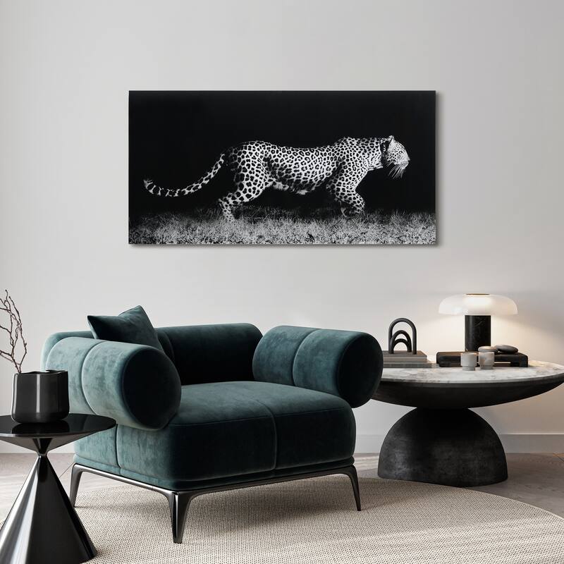 Leopard Wall Art Printed on Frameless Free Floating Tempered Glass