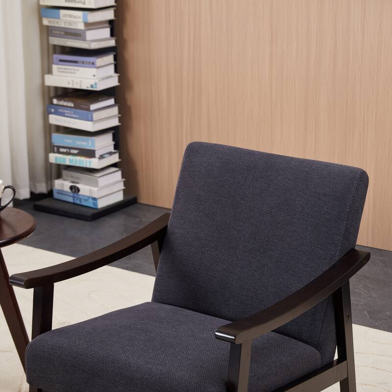 Medieval-inspired Modern Armchair with High back Upholstered Chair, Solid wood legs, Leisure reading chair