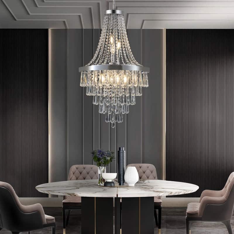 Glam Luxury Gold Crystal Chandeliers Ceiling Lighting for Dining Room ,Island,Hallway - Chrome