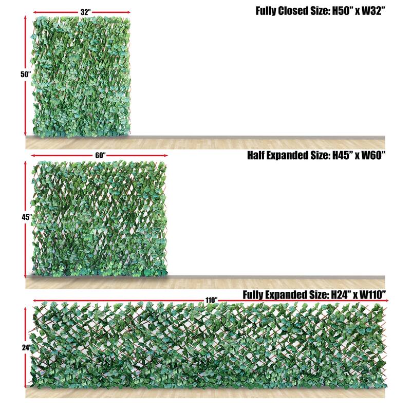 ColourTreeUSA 39" x 79" Expandable Artificial Ivy Leaf Vines Willow Trellis Privacy Fencing Screen