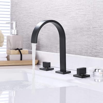 9.84"H Solid Brass Widespread 2-handle Bathroom Sink Faucet With Pop-Up Drain Assembly