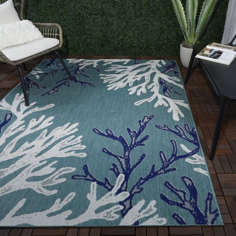 Samos Coastal Coral Indoor/Outdoor Area Rug