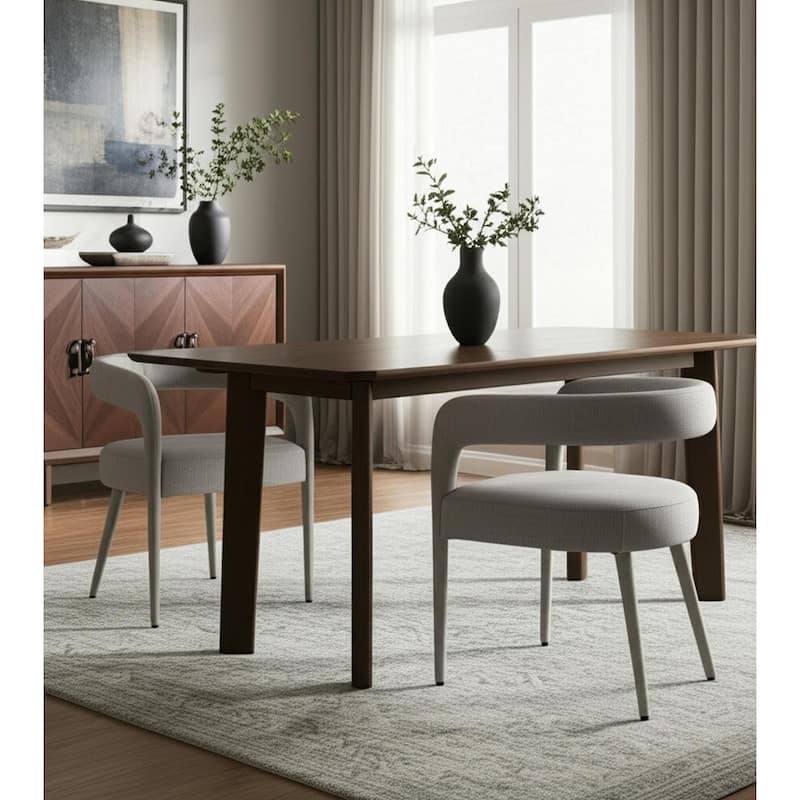 HomeRoots Set of Two Ivory Upholstered Linen Open Back Dining Side Chairs - 21 in. x 28 in. x 22 in. - Set of 2 - 21 in. x 28 in.  x 22 in. - Ivory