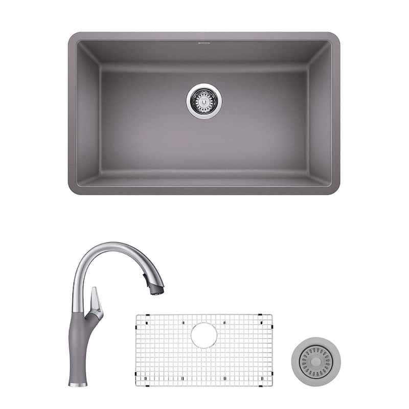 Blanco Precis/Artona Undermount Kitchen Sink and Faucet Set and Strainer