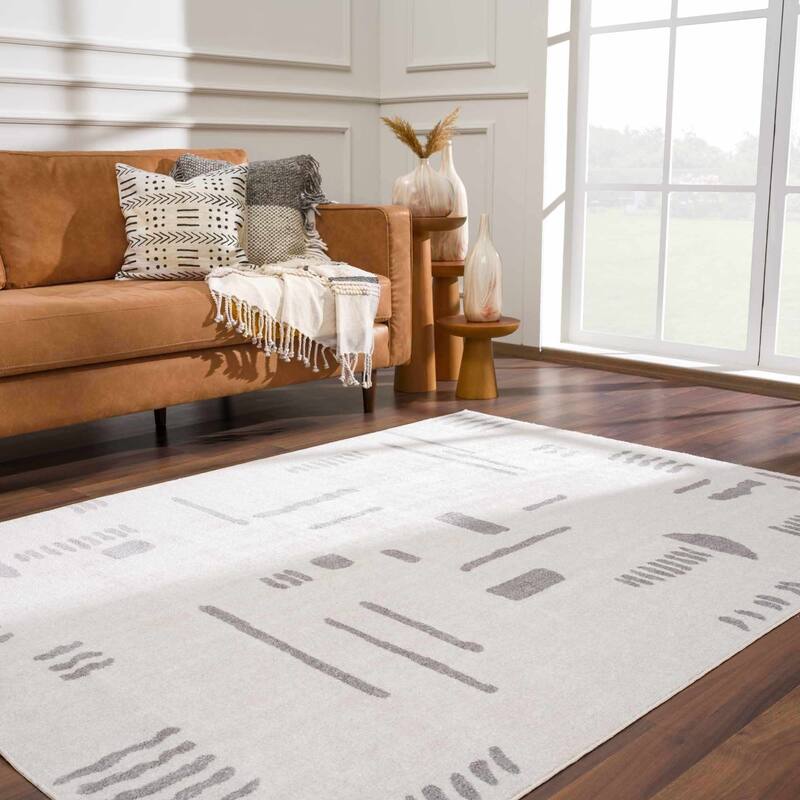 Hauteloom Eitan Modern Abstract Contemporary Machine Washable Area Rug