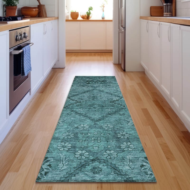 Premium Washable Super Soft Boho Moroccan Mayfield Rug - Teal - 2' 3" x 7' 6"