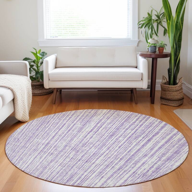 Premium Washable Super Soft Striped Mayfield Rug - Lavender - 8' x 8'