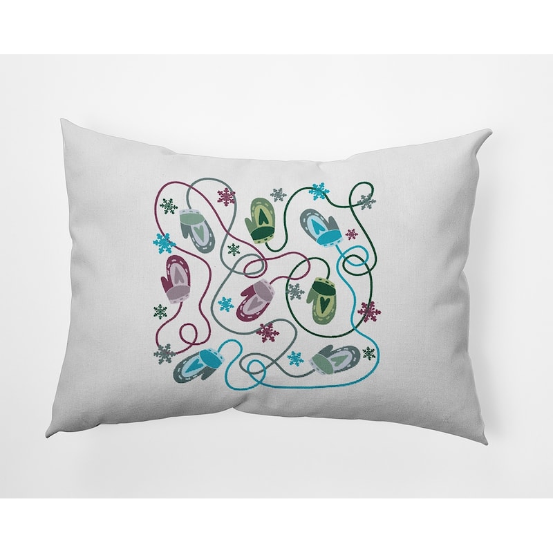 Winter/Christmas Mittens Indoor/Outdoor Throw Pillow - 14" x 20" - Passion Flower