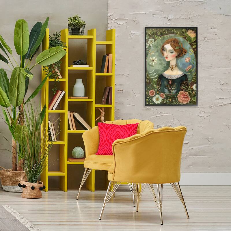 Stupell Floral Edged Victorian Woman Framed Giclee Art Design By The Dutch Lady