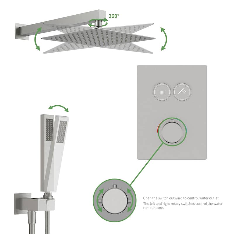 GIVINGTREE Complete Shower System with Rough-In Valve - 12 inch