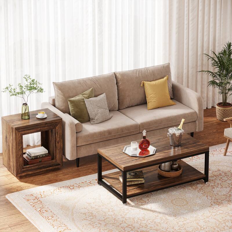23.62-inch Farmhouse Rectangular End Side Table for Living Room（Set of 2）