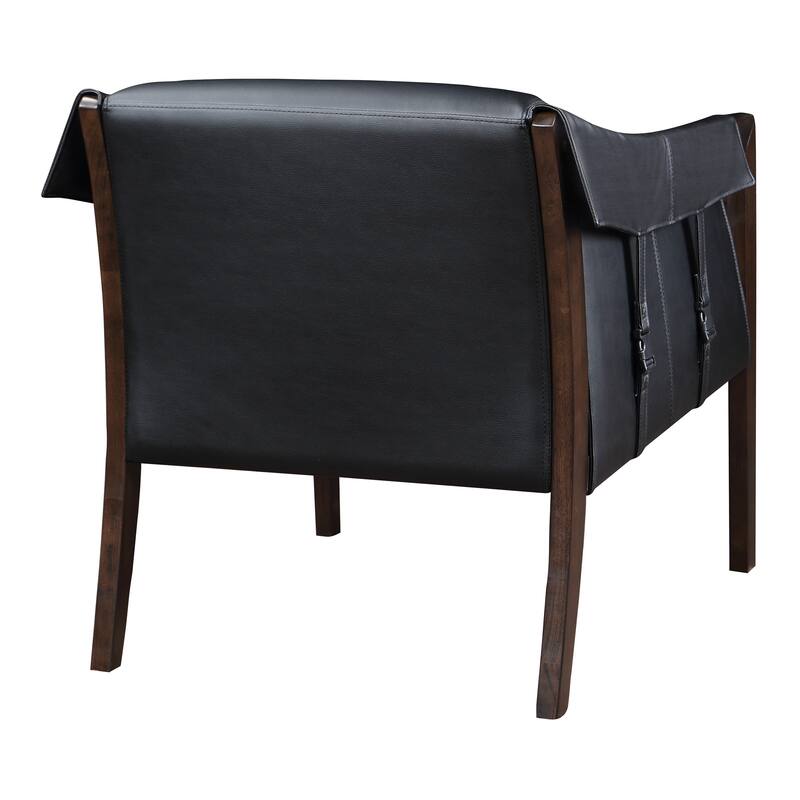 OS Home and Office Furniture Parkfield Accent Chair in Black Faux Leather with Walnut Frame