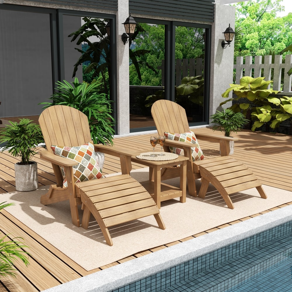 Vineyard HIPS Outdoor Folding Eco-Friendly All Weather Seashell Adirondack Chairs (5-Piece Conversation Set)