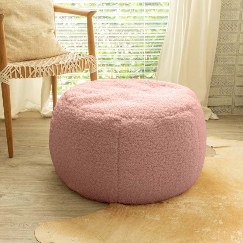 Jaxx Ellis Pouf - Modern Shearling Faux-Lamb Plush Fleece Ottoman