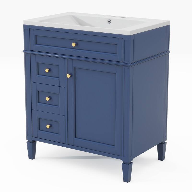 30/36 inches Freestanding Bathroom Vanity Set with Integrated Sink and Drawers