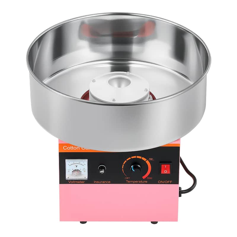Pink Stainless Steel 1000W Cotton Candy Machine with Overheat Guard and Quick Clean - 14.96x14.96x13.31 in - Pink