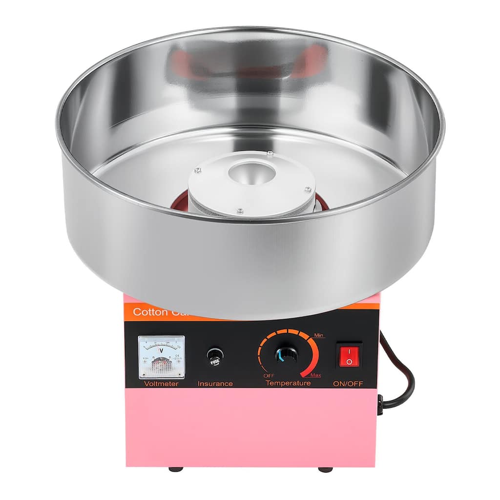 Pink Stainless Steel 1000W Cotton Candy Machine with Overheat Guard and Quick Clean - 14.96x14.96x13.31 in