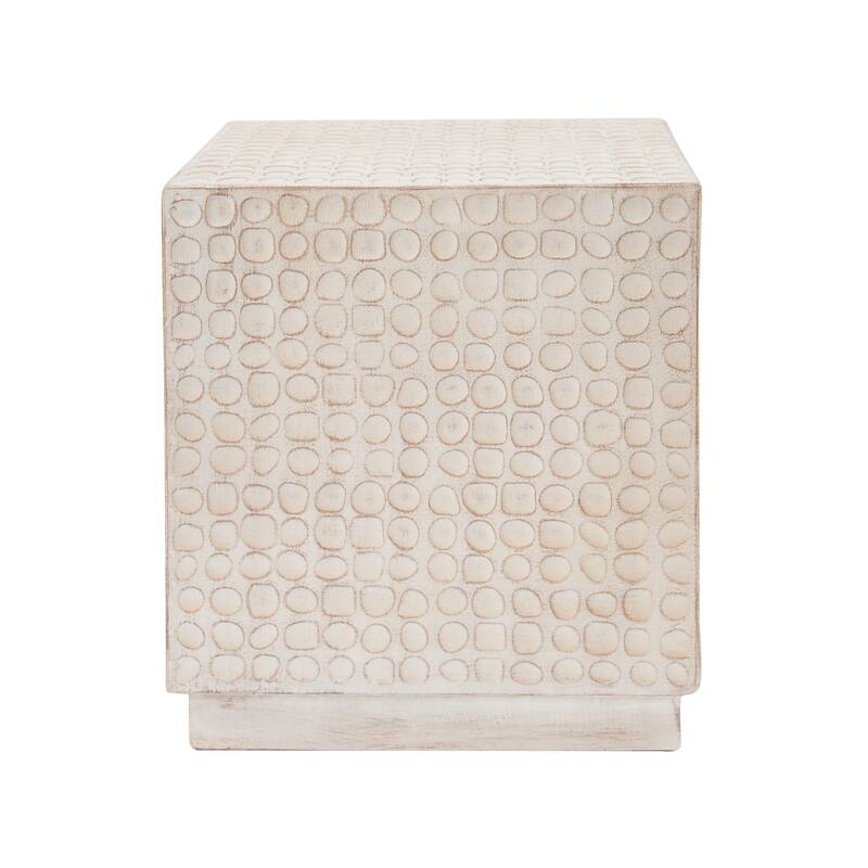 Outdoor Side Table, Patio End Table Cube, MGO Fluted Coffee Table for Outside, Garden, Backyard, Poolside Accent Table