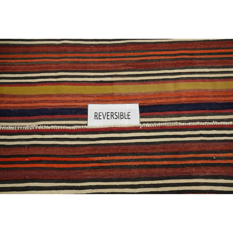 Hand Woven Oriental 100% Wool Carpet Southwestern Geometric Oranges & Rust Kilim Area Rug - 9' 7'' X 5' 1''