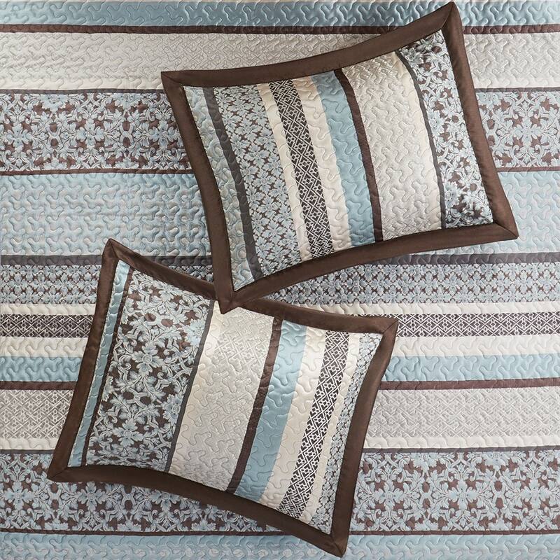 GDF Studio - Princeton 5-Piece Reversible Jacquard Quilt Set with Decorative Pillows