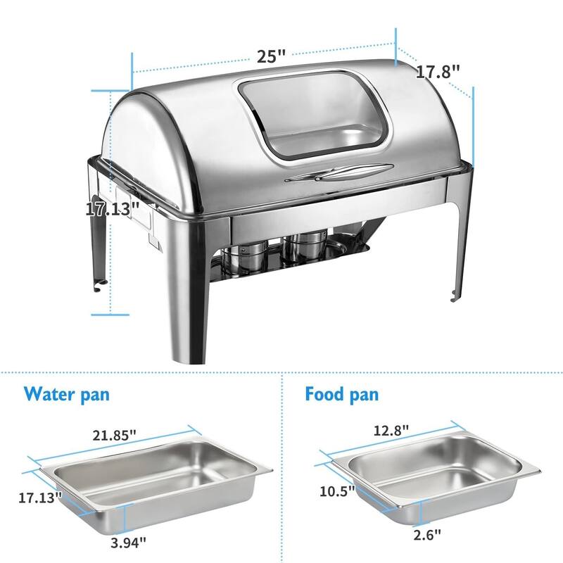 Rectangle Roll Top Chafing Dish Buffet Set
