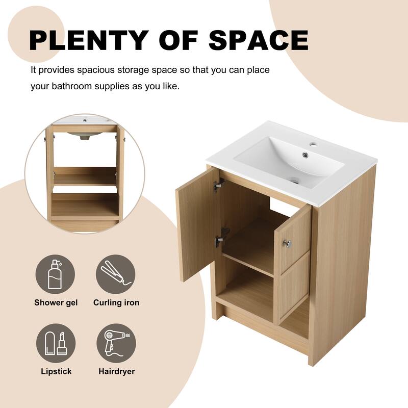 ARTCHIRLY 24/30 Inch Bathroom Vanity with Sink, Floating/Freestanding Bathroom Vanity with Soft Close Door