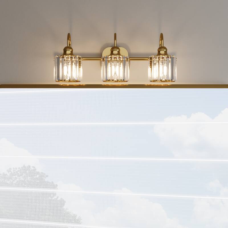 ExBrite Modern Rose Gold Dimmable Bathroom Crystal Vanity Lights