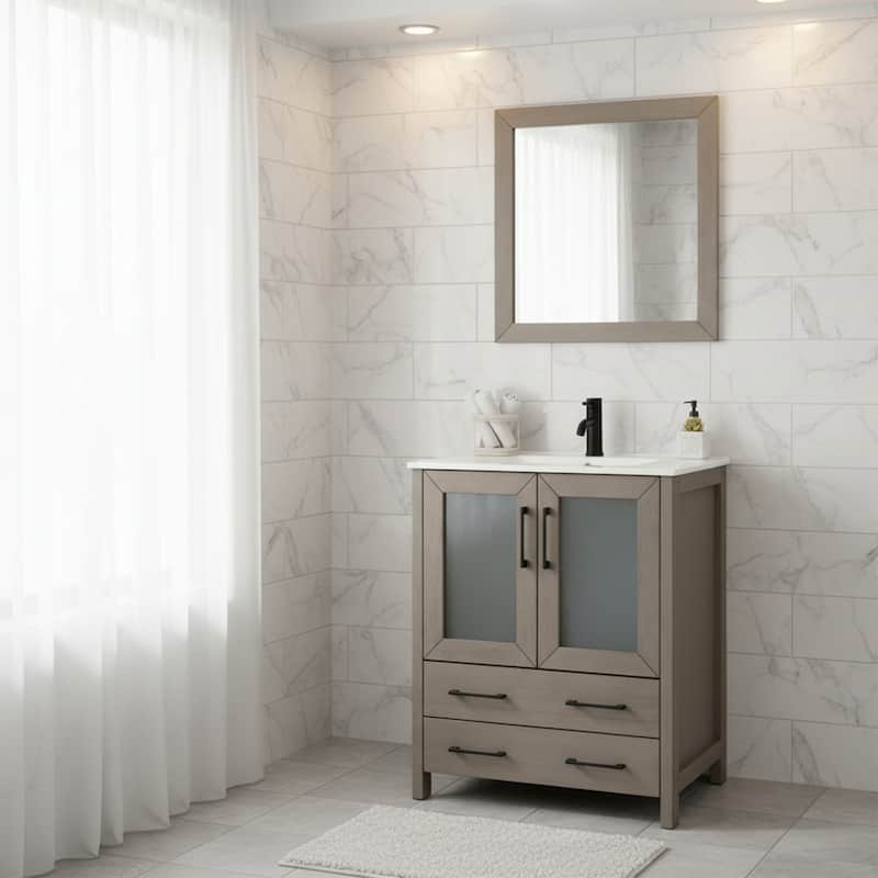 Vanity Art 30-in. Single-sink Bathroom Vanity w/ Wall Mirror - 29.1 W x 18.1 D x 35.8 H