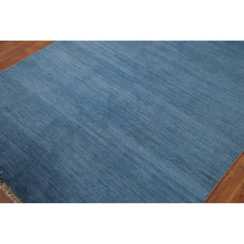Blue Modern Gabbeh Oriental Rug Handmade Wool Carpet - 4'8"x 6'7"